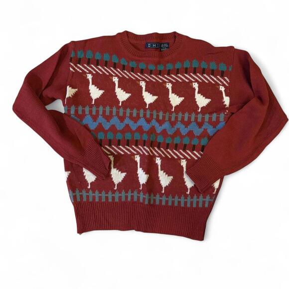 American Vintage Sweaters - Red and blue goose patterned sweater #knitwear #vintage